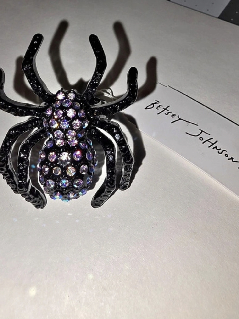Betsey Johnson Rhinestone Spider ring in Black & Purple